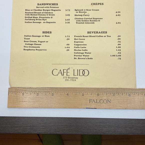 Vintage restaurant menu | Cafe Lido - Picture 5 of 5